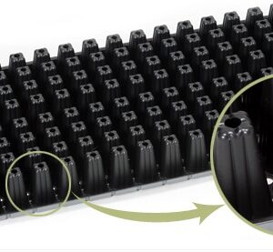 Almaciguera 128 alvéolos de plástico negra