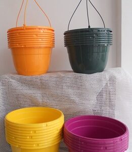 Maceta Rojo Brillante de 5 lt. con Colgador